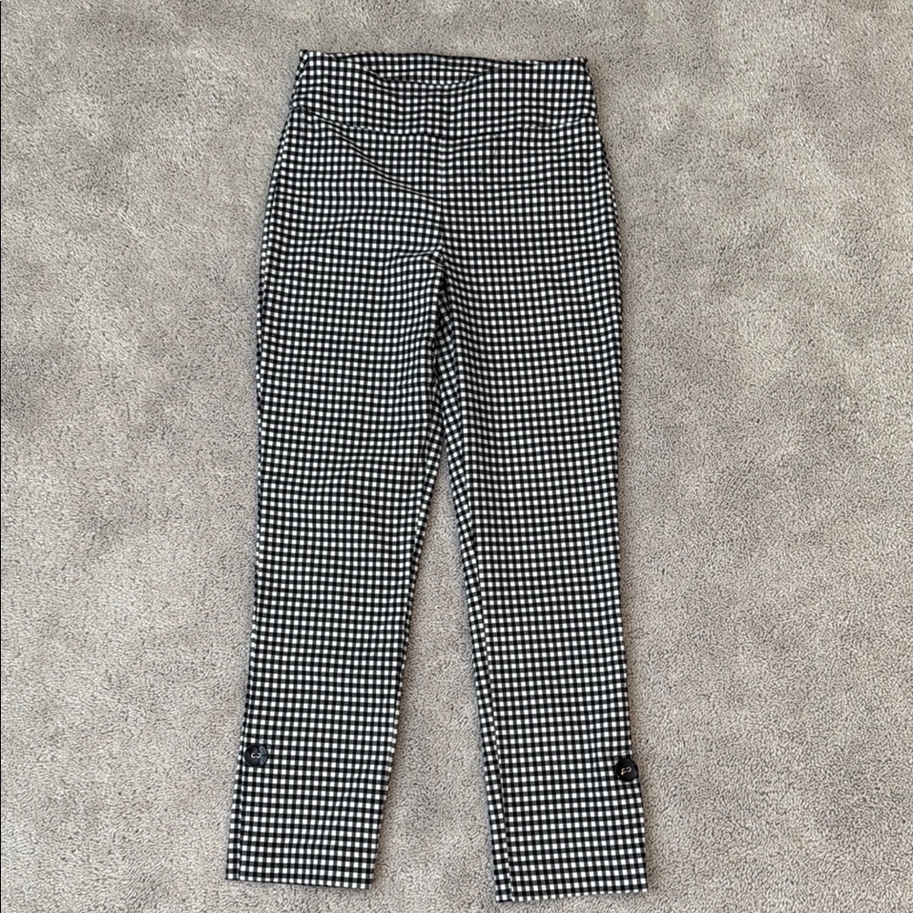 Joseph Ribkoff Black & White Gingham Pants | Stretch Slim Fit | Approx. Size 25